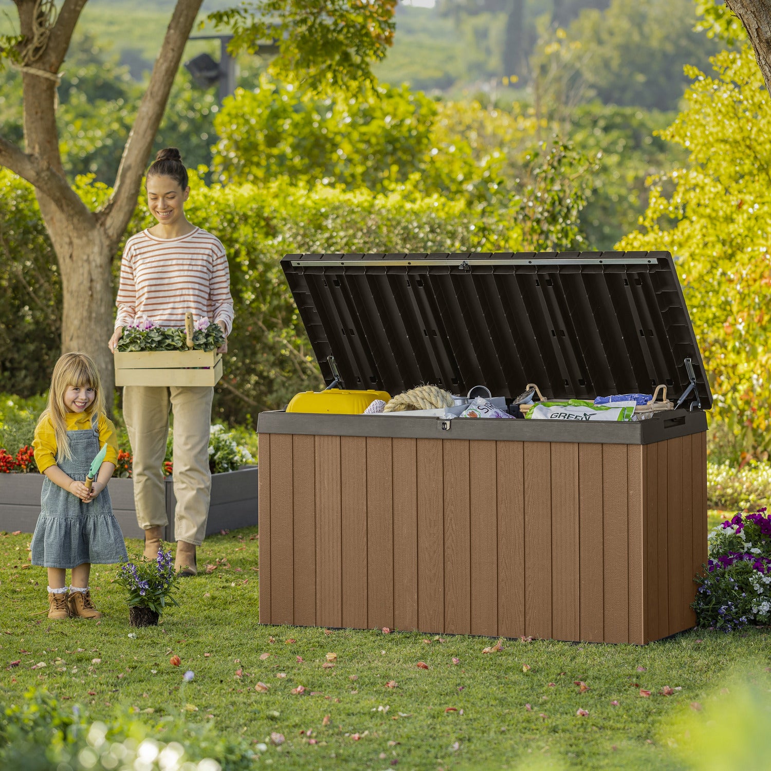 KETER - Box Attrezzi da giardino marrone Darwin 150G - h78,2x143x65,5 cm
